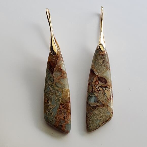 Green Marbled Dangle Earrings - Picture 1 of 10